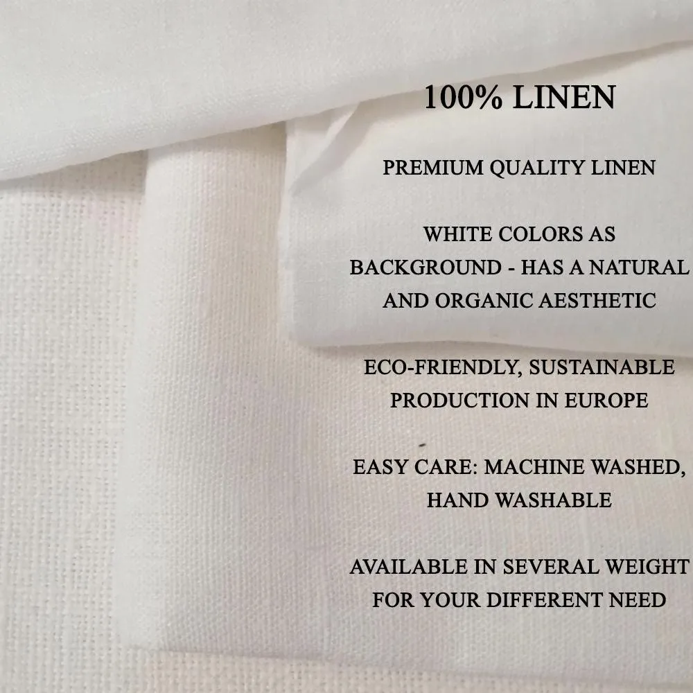 100% LINEN Fabric floral navy blue stripe print - 2202