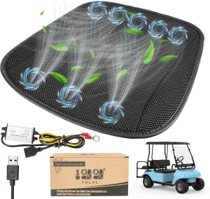 10L0L Universal Golf Cart Cooling Seat Cover,12V-24V Cooling Seat Cushion for Summer Driving,8 Turbo Fans Ventilated Car Front Seat Cover for Club car DS Precedent EZGO TXT RXV Yamaha