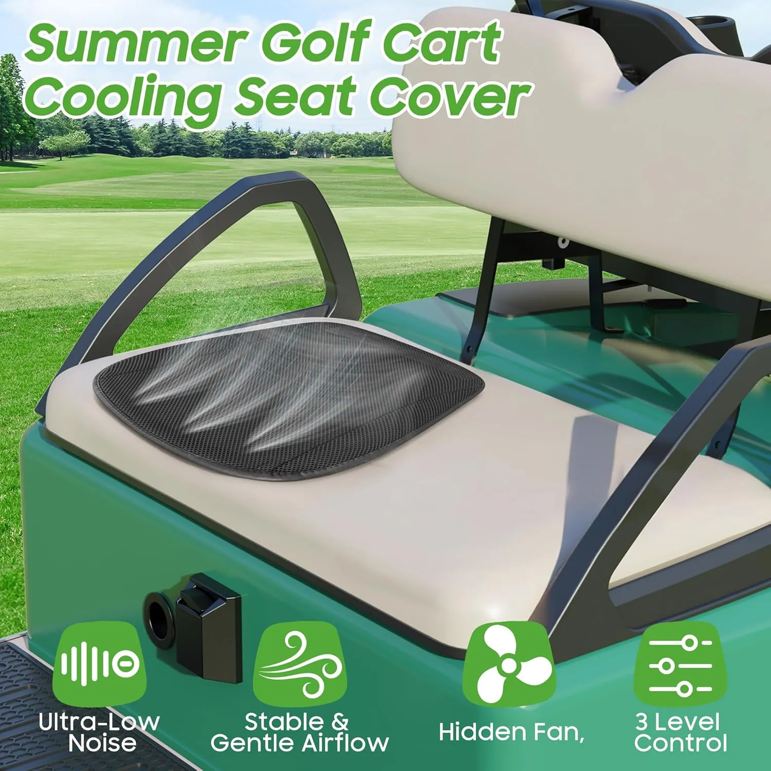 10L0L Universal Golf Cart Cooling Seat Cover,12V-24V Cooling Seat Cushion for Summer Driving,8 Turbo Fans Ventilated Car Front Seat Cover for Club car DS Precedent EZGO TXT RXV Yamaha