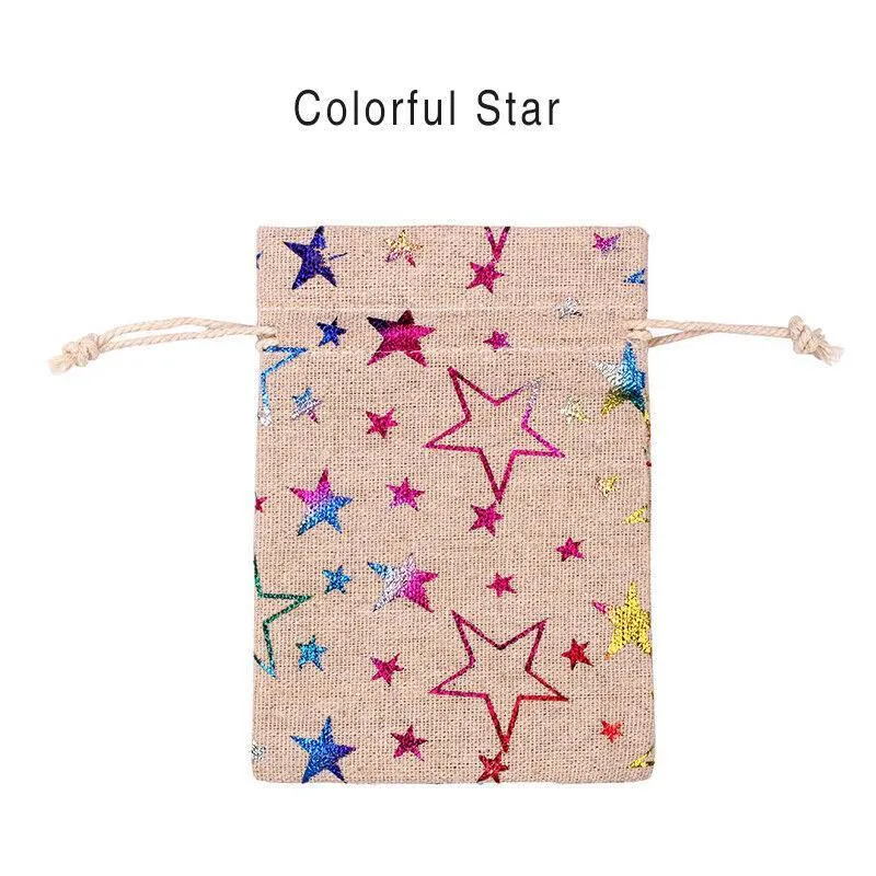 10Pcs Christmas Cookie Candy Treat Gift Bags Xmas Party Wrapping Drawstring Bag