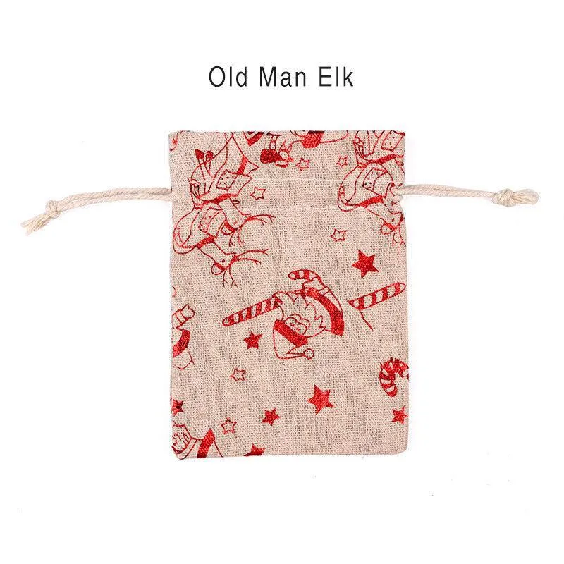 10Pcs Christmas Cookie Candy Treat Gift Bags Xmas Party Wrapping Drawstring Bag