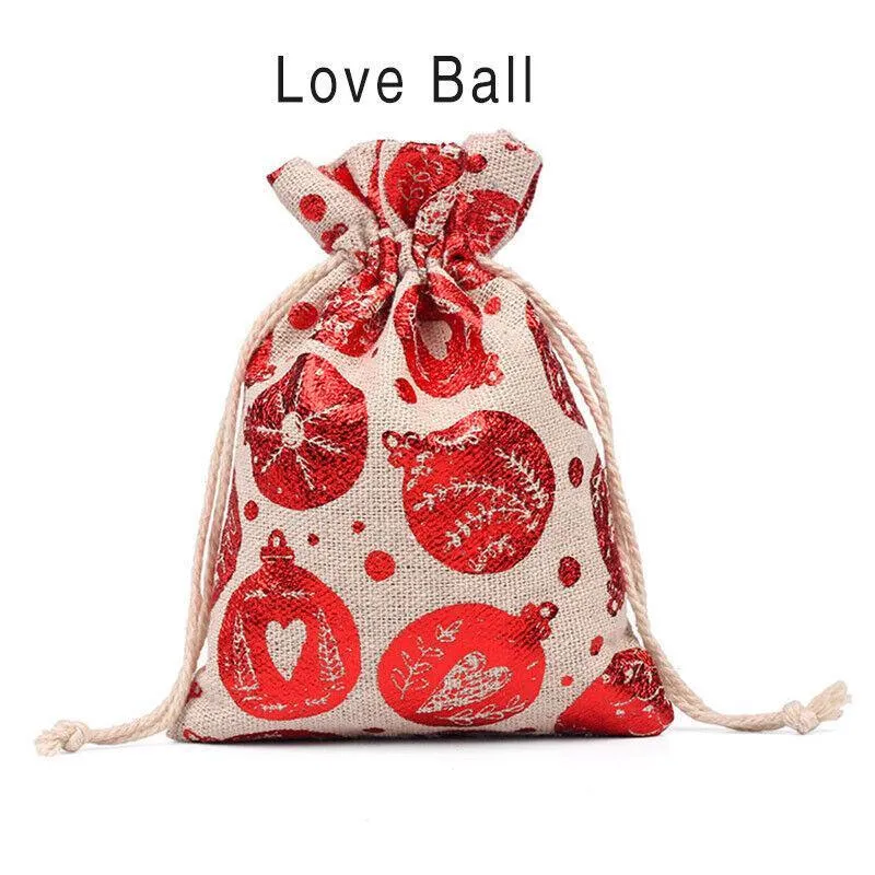 10Pcs Christmas Cookie Candy Treat Gift Bags Xmas Party Wrapping Drawstring Bag