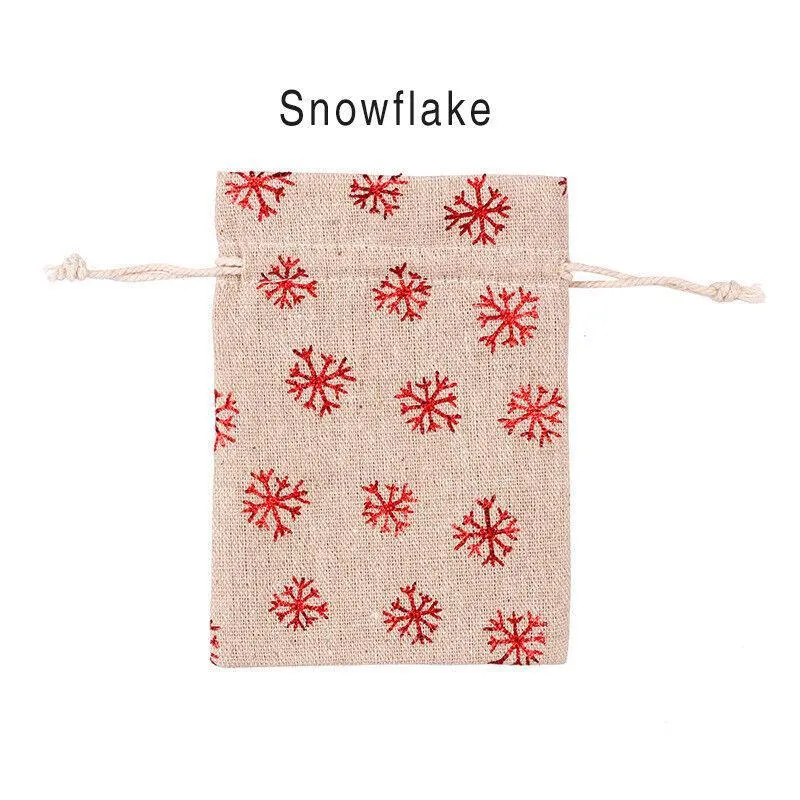 10Pcs Christmas Cookie Candy Treat Gift Bags Xmas Party Wrapping Drawstring Bag