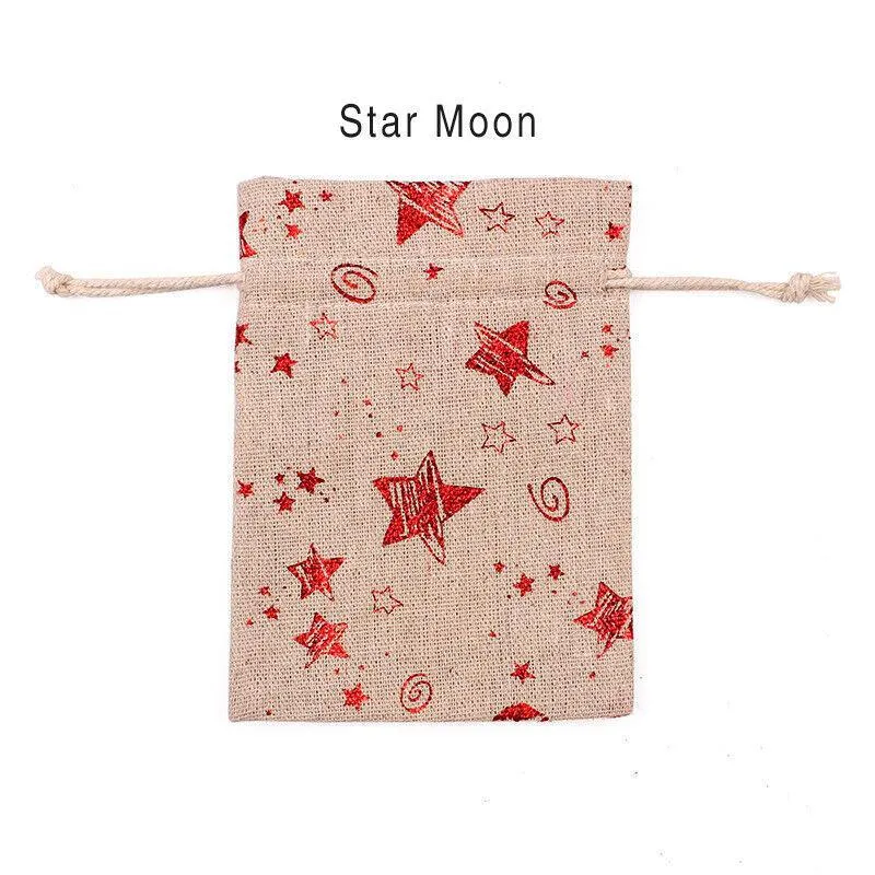 10Pcs Christmas Cookie Candy Treat Gift Bags Xmas Party Wrapping Drawstring Bag