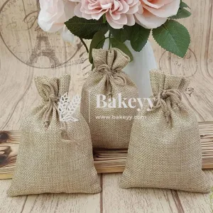10x14 CM  | Jute Potli Bag | Gift Return Gifts Bags| Natural Jute Colour | Drawstring Bags