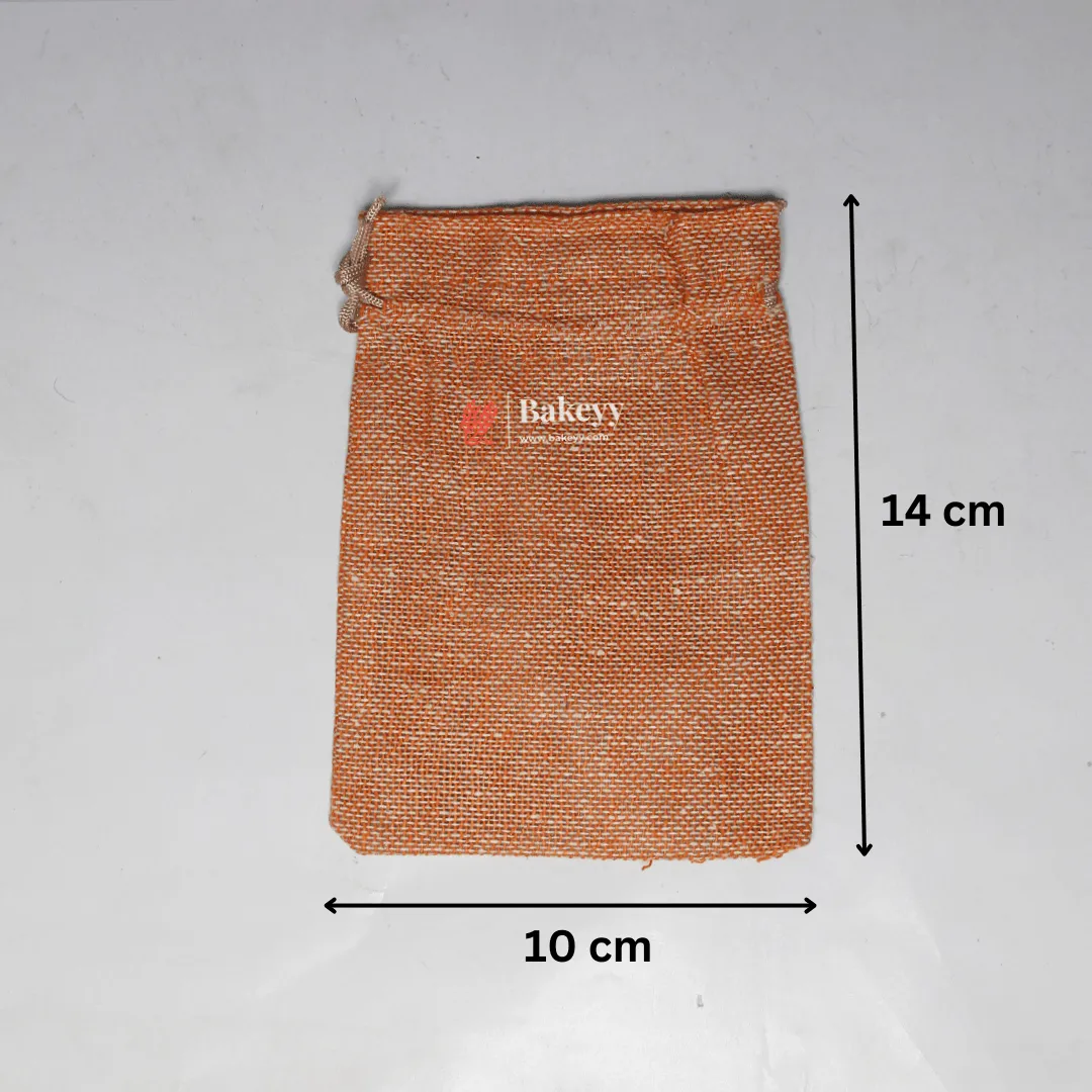 10x14 CM | Lite Orange Jute Potli Bag | Gift Return Gifts Bags | Drawstring Bags | Pack of 10