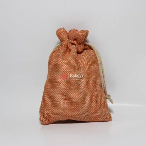 10x14 CM | Lite Orange Jute Potli Bag | Gift Return Gifts Bags | Drawstring Bags | Pack of 10
