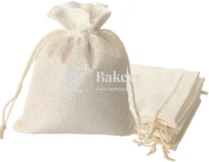 10x15 Cm | Jute Potli Bag | Cream Colour | Gift Return Gifts Bags | Drawstring Bags| Pack of 10