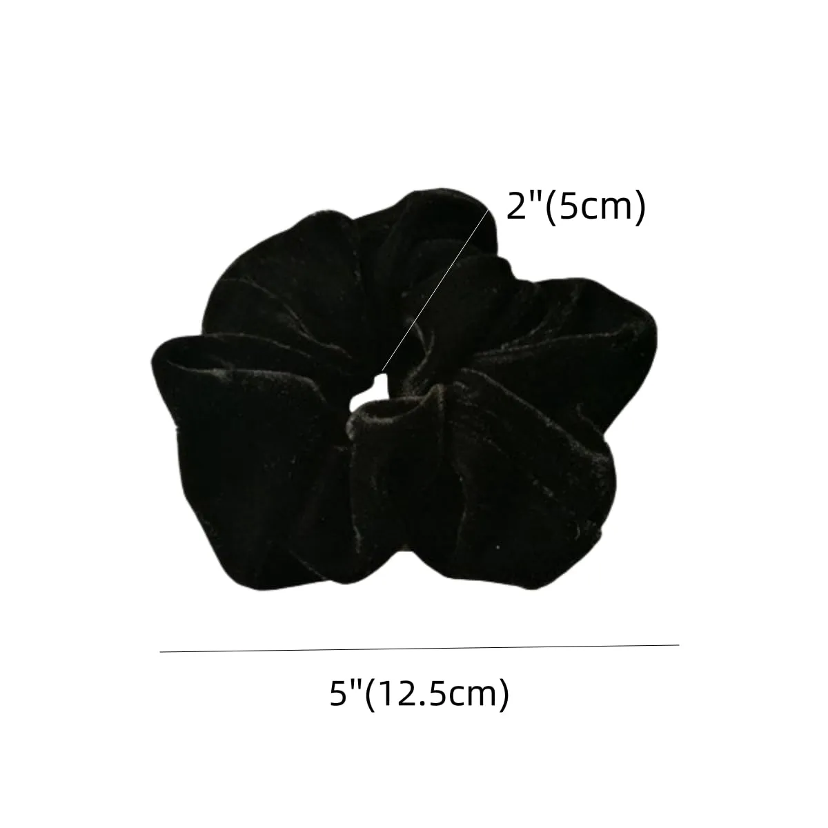 12 Pcs Large Velvet Scrunchies for Thick Long Hair Scrunchies Hair Ties Women Girls Hair Ponytail Holder (Black)