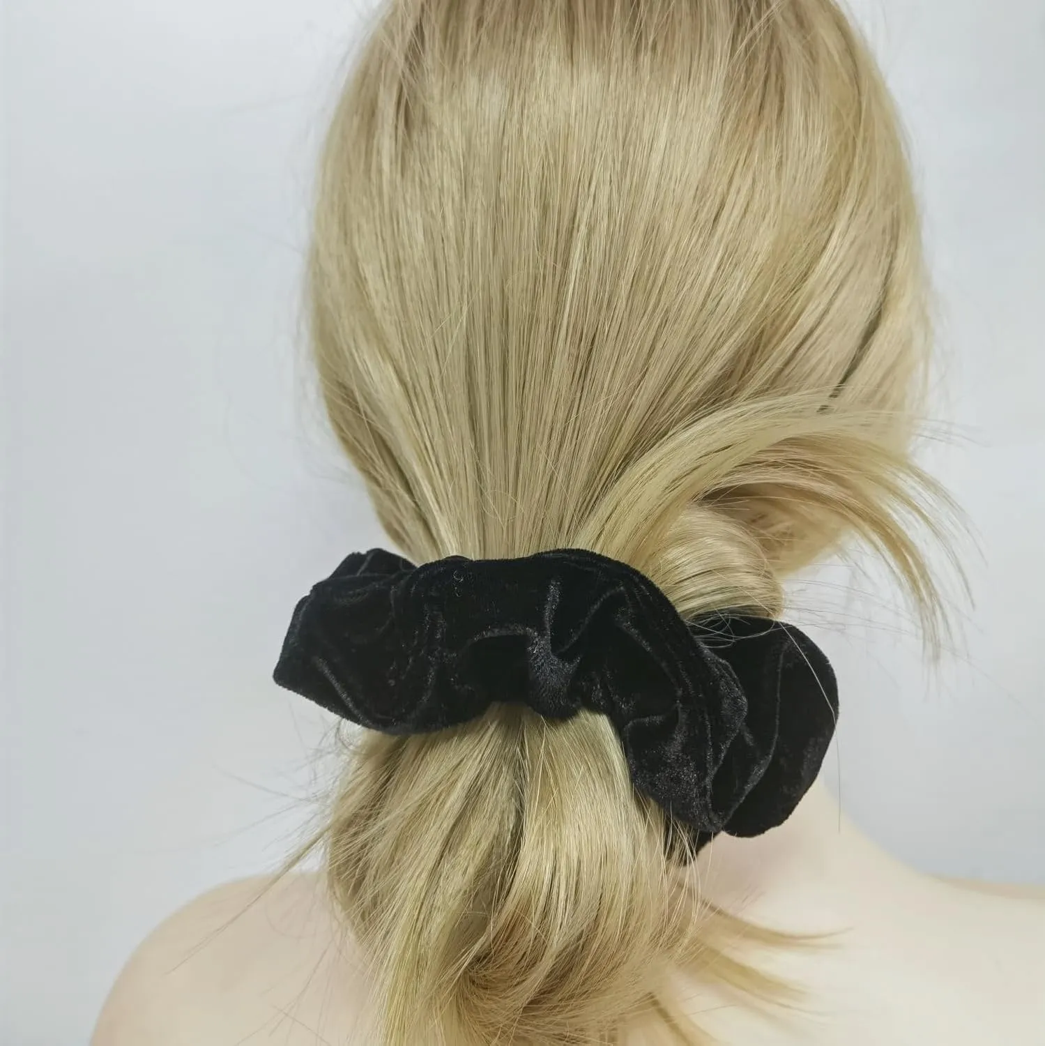 12 Pcs Large Velvet Scrunchies for Thick Long Hair Scrunchies Hair Ties Women Girls Hair Ponytail Holder (Black)
