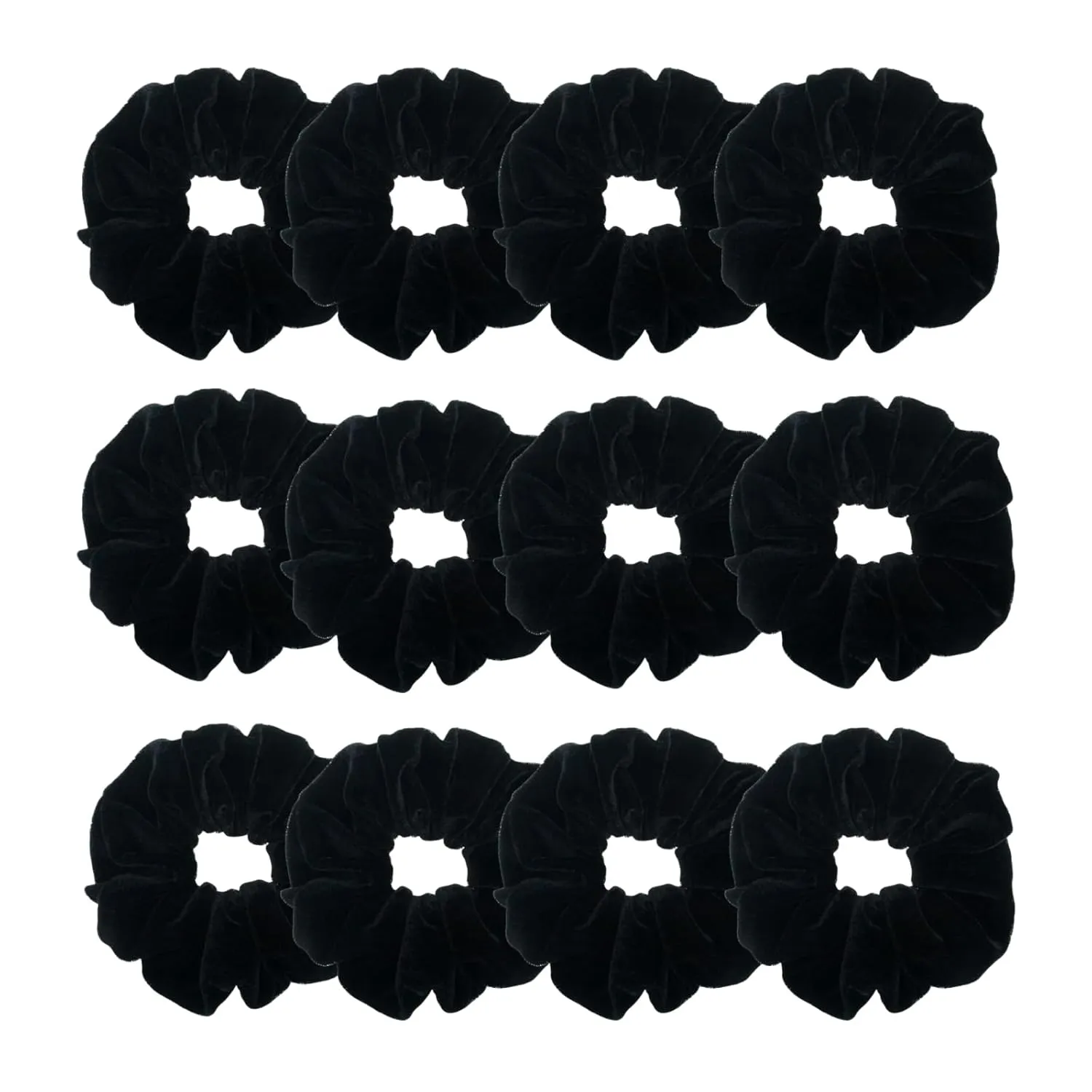 12 Pcs Large Velvet Scrunchies for Thick Long Hair Scrunchies Hair Ties Women Girls Hair Ponytail Holder (Black)