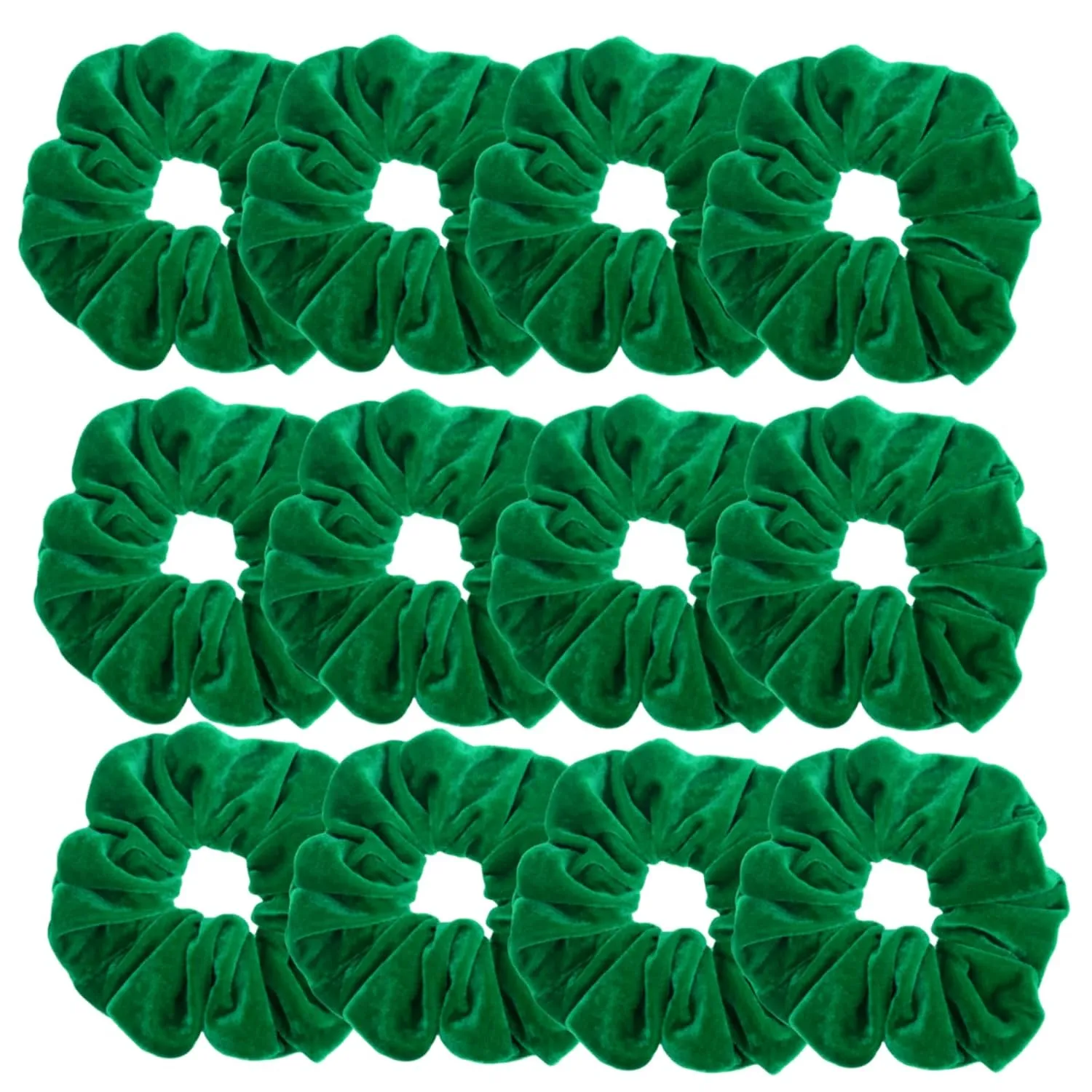 12 Pcs Large Velvet Scrunchies for Thick Long Hair Scrunchies Hair Ties Women Girls Hair Ponytail Holder (Green)