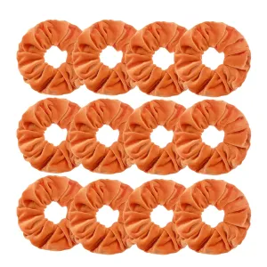 12 Pcs Large Velvet Scrunchies for Thick Long Hair Scrunchies Hair Ties Women Girls Hair Ponytail Holder (Orange)