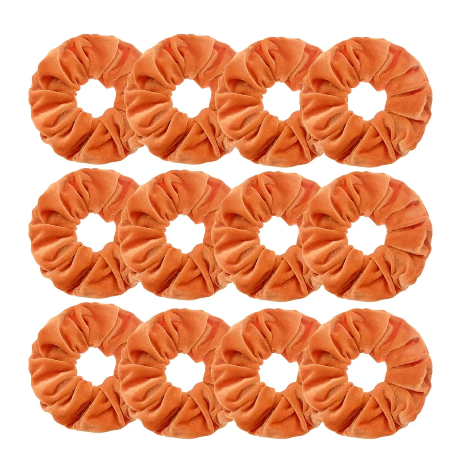 12 Pcs Large Velvet Scrunchies for Thick Long Hair Scrunchies Hair Ties Women Girls Hair Ponytail Holder (Orange)