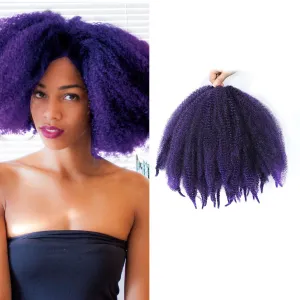 12Inch Marley Hair Braiding Hair 5Packs Ombre Short Springy Afro Kinky Twist for Soft Locs Pre Fluffed Crochet Braids Synthetic Crochet Hair Extensions(Mixed Purple#)
