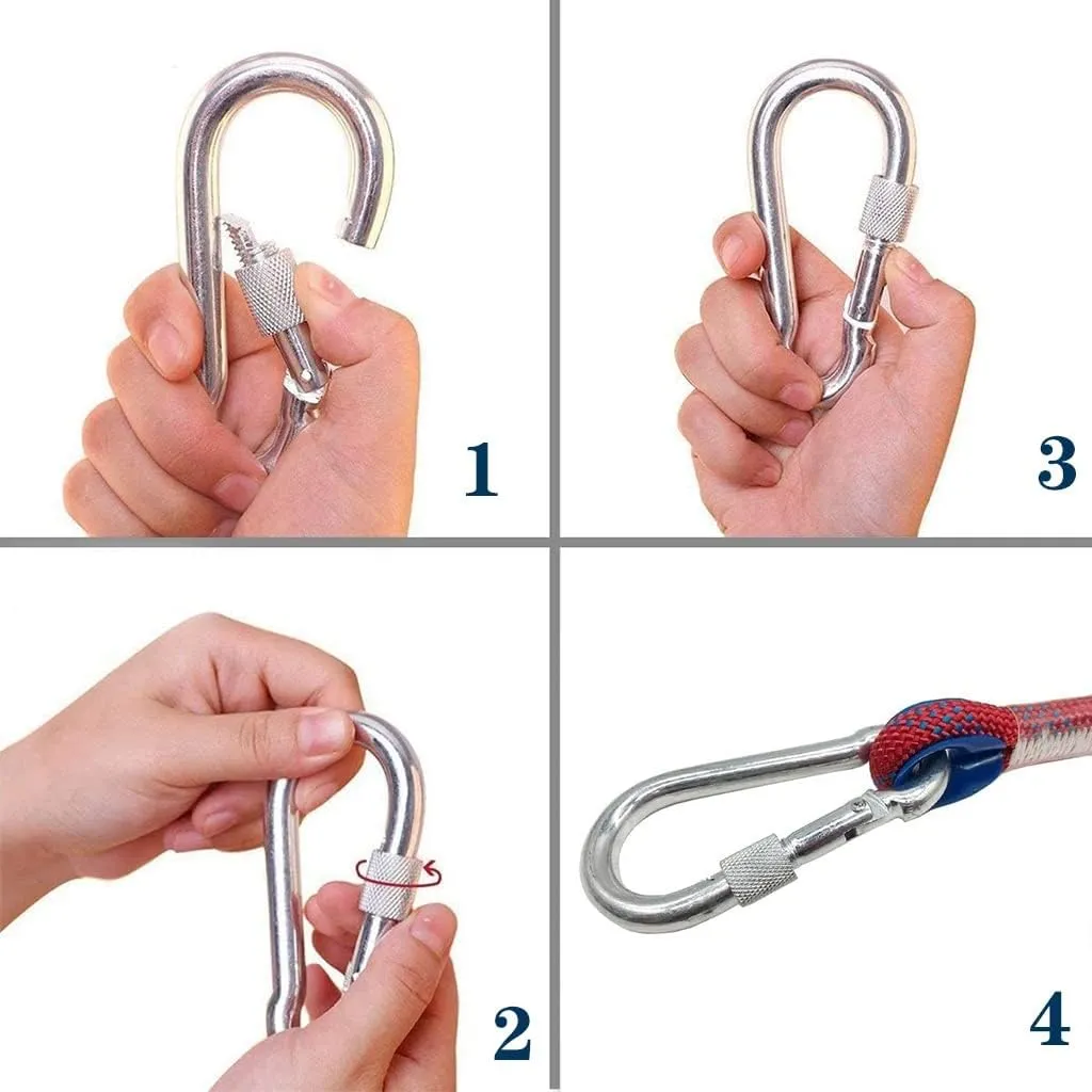 18mm Safety Rope, Professional Nylon Safety Rope with Carabiner, Carrying Weight 3100kg, Climbing Harness, for Hiking, Mountaineering,Camping, Caving (Color : White, Size : 18mm x 30m)