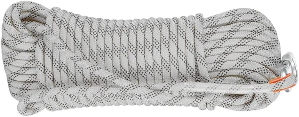 18mm Safety Rope, Professional Nylon Safety Rope with Carabiner, Carrying Weight 3100kg, Climbing Harness, for Hiking, Mountaineering,Camping, Caving (Color : White, Size : 18mm x 30m)