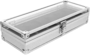 1pc Aluminium Watch Case Display Box Transparent Window for Watches Jewelry Organizer for Men and Women Portable Storage to Protect and Showcase
