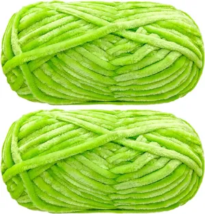 2 Pack Chenille Velvet Yarn Knitting Wool Thick Warm Crochet Knitting Yarns for DIY Hand-Knitted Fabric Art Bag Sweater Doll 200g