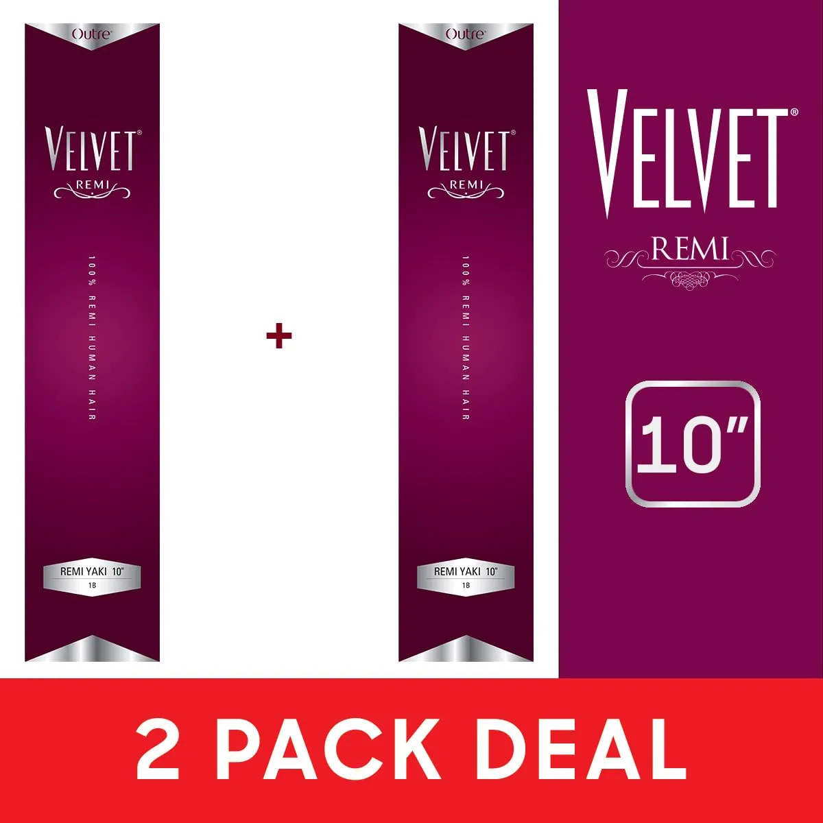 [2 Pack Deal] Outre Velvet 100% Remi Human Yaki Weaving 10" (30, 2 Packs)