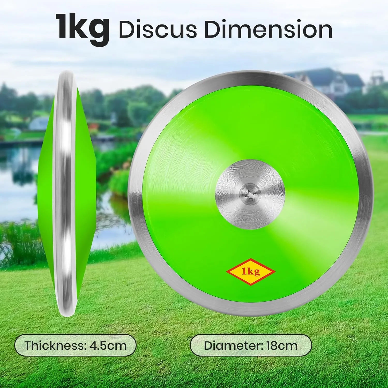 2 Pcs Sports Training Discus for School Track and Field, 1kg Nylon Discus with Steel Rim and Center, Men Women Discuses for Outdoor Practice Throwing