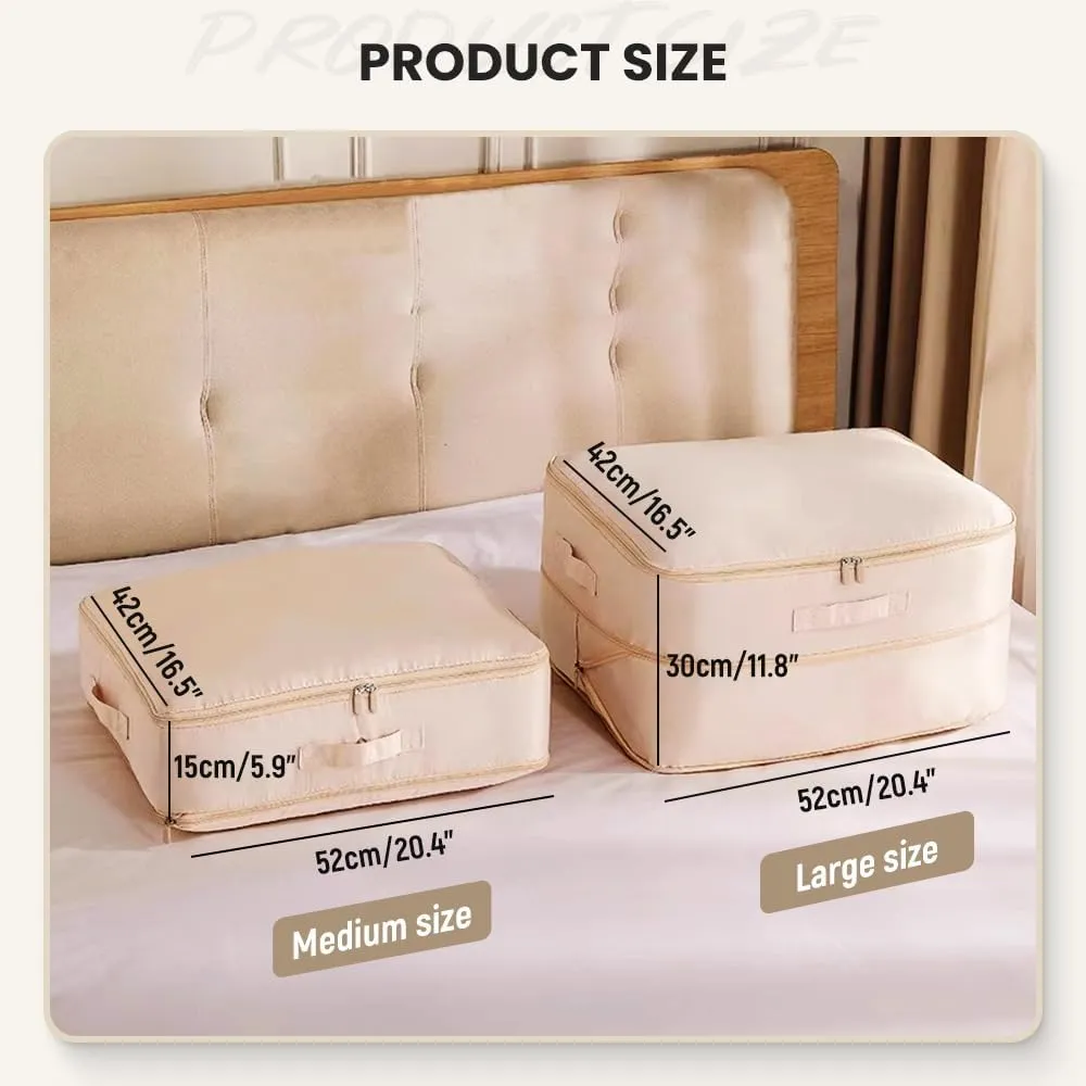 2025 Ultra Space Saving Self Compression Organizer, Portable Heavy Duty Moving Tote Comforter Storage Bag, Upgrade Quilt Compression Storage Bag Packaging Cube Bedding Storage Bag (Khaki, X-Large)