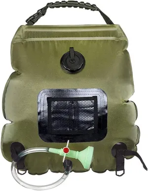20L Camping Solar Shower Bag,Solar Heating Portable Shower Bag Camp Shower with Removable Hose for Traveling Hiking Climbing Outdoor,Green