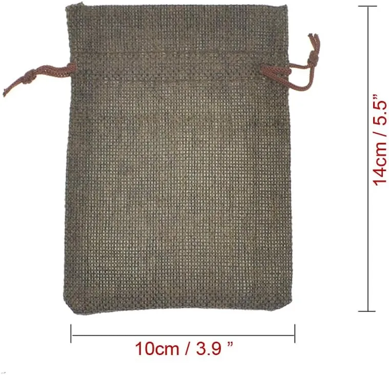 20pcs Burlap Drawstring Gift Bags, Natural Linen Jewelry Pouch for Valentine's Day, Wedding Party and DIY Craft Packing (Coffee, 3.9 x 5.5)