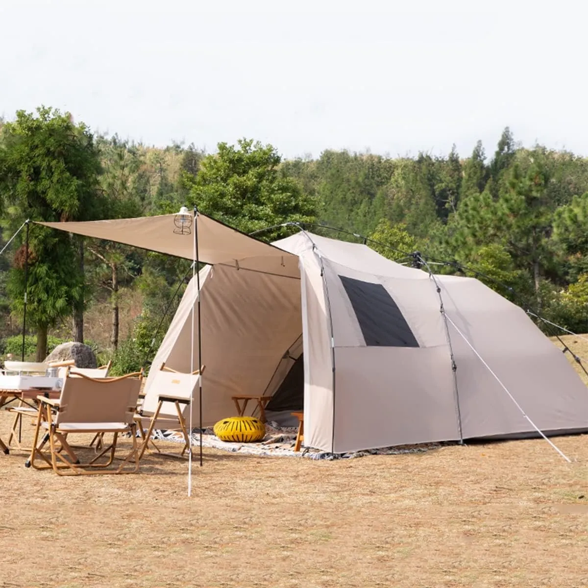 3-4 Person Tents for Camping Family Tent Canopy,Tent Outdoor Portable for BBQ,Camping,3 Large Mesh Windows Ventilation Waterproof Pop Up Large Tent