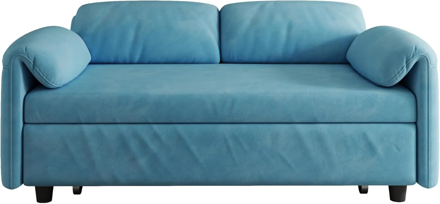 3 in 1 Convertible Sleeper Sofabed W/Pillow-top Armrests, Functional Loveseat Sofa Living Room Chaise Lounge Daybed Convertible Sofabed with Pull Out Sleeper Couch Bed ,Reclining Backrest and Pockets
