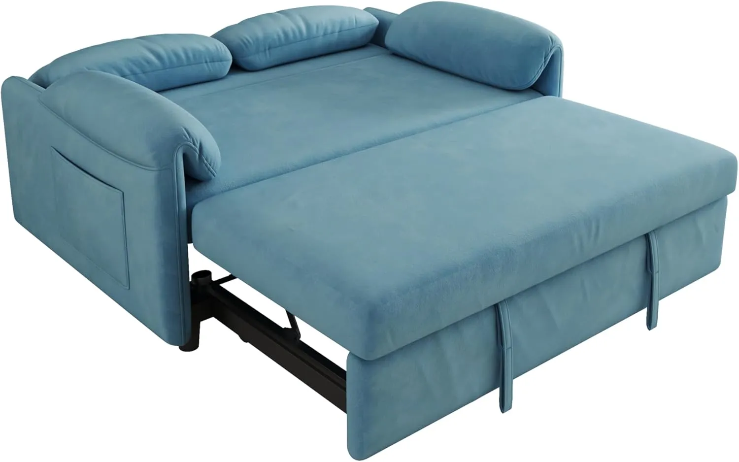 3 in 1 Convertible Sleeper Sofabed W/Pillow-top Armrests, Functional Loveseat Sofa Living Room Chaise Lounge Daybed Convertible Sofabed with Pull Out Sleeper Couch Bed ,Reclining Backrest and Pockets