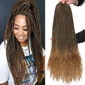 30 Inch 144 Strands Box Braids Crochet Hair Pre-looped 8 Packs Long 3X Braids Hair Extensions Synthetic Crochet Hair for Woman (18Strands/pack T27#)