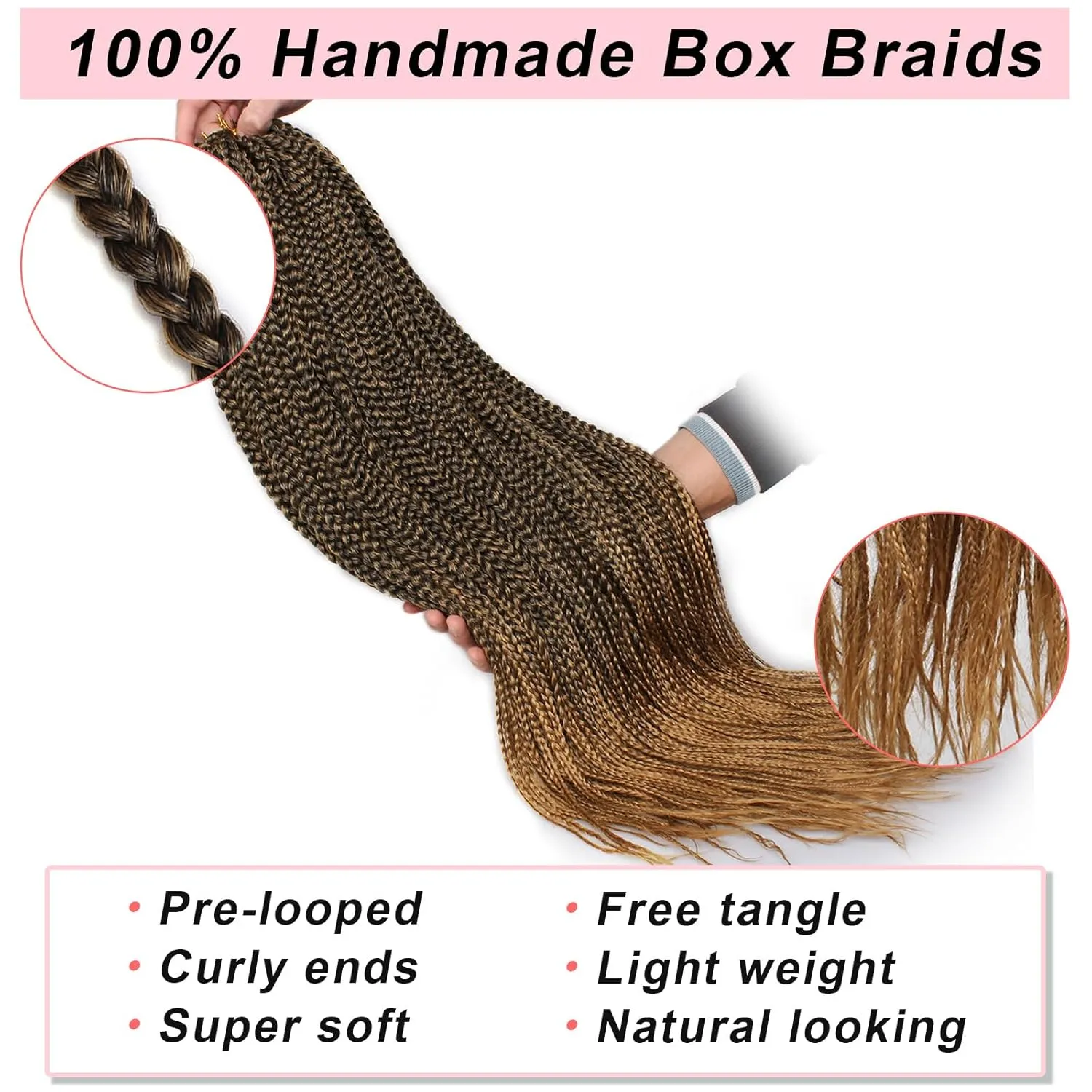 30 Inch 144 Strands Box Braids Crochet Hair Pre-looped 8 Packs Long 3X Braids Hair Extensions Synthetic Crochet Hair for Woman (18Strands/pack T27#)
