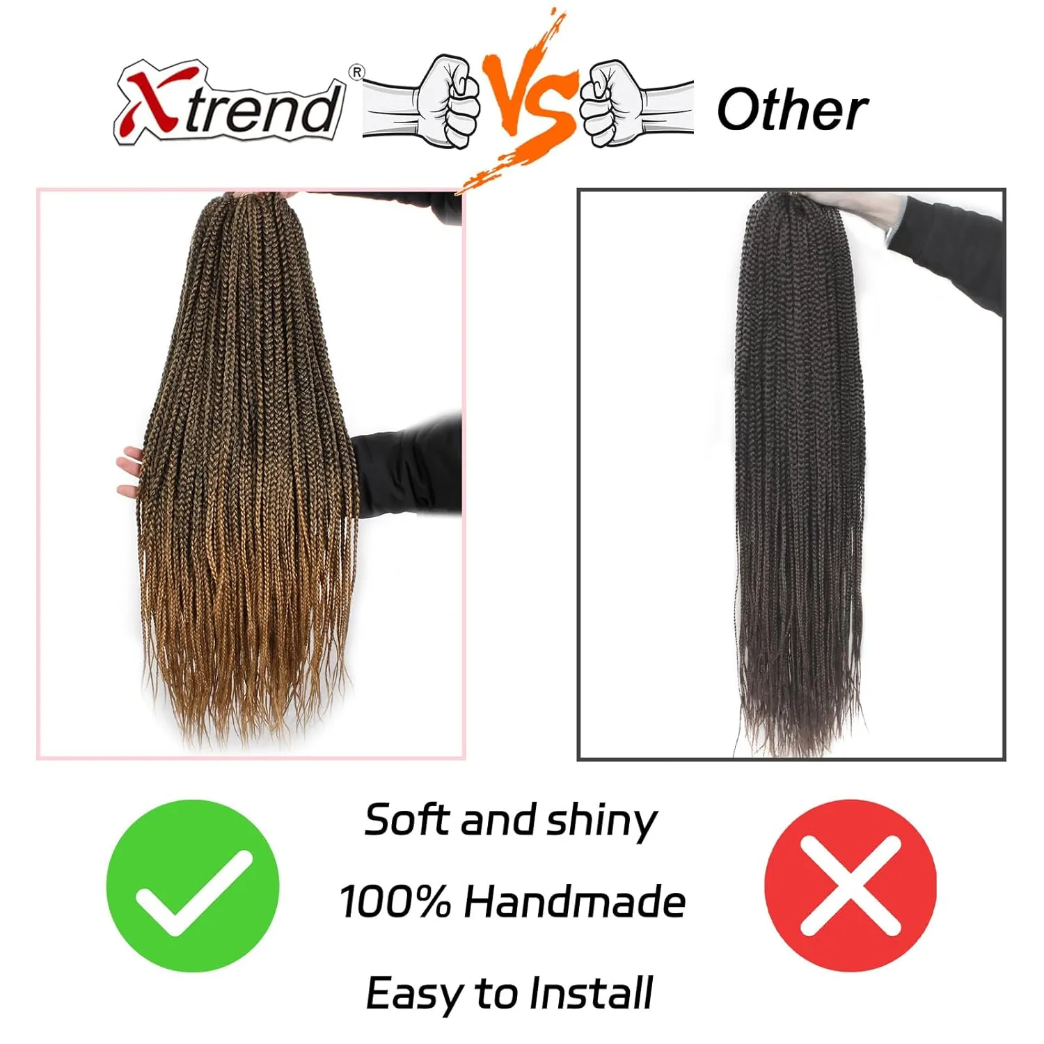 30 Inch 144 Strands Box Braids Crochet Hair Pre-looped 8 Packs Long 3X Braids Hair Extensions Synthetic Crochet Hair for Woman (18Strands/pack T27#)