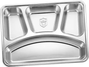 304 Stainless Steel Meal Box with Divided Food Plates Fast Food Tray Pp Cover Home Supplies