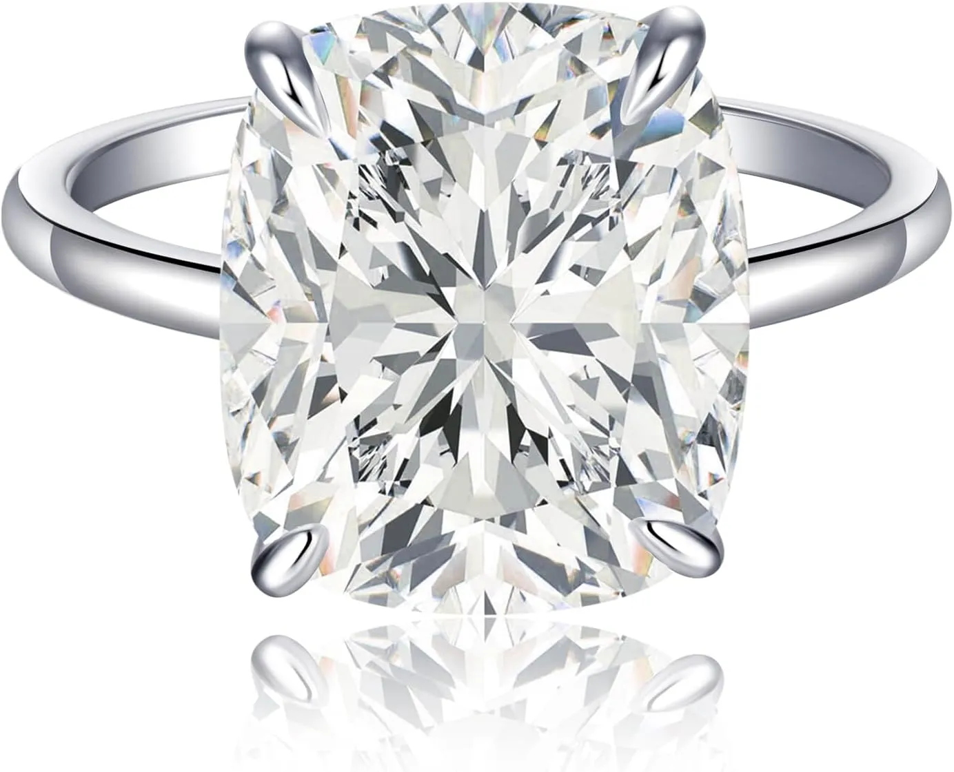 3CT/5CT Elongated Cushion Cut Engagement Ring for Women, Promise Wedding Cubic Zirconia White Gold Plated Band Size 5-9