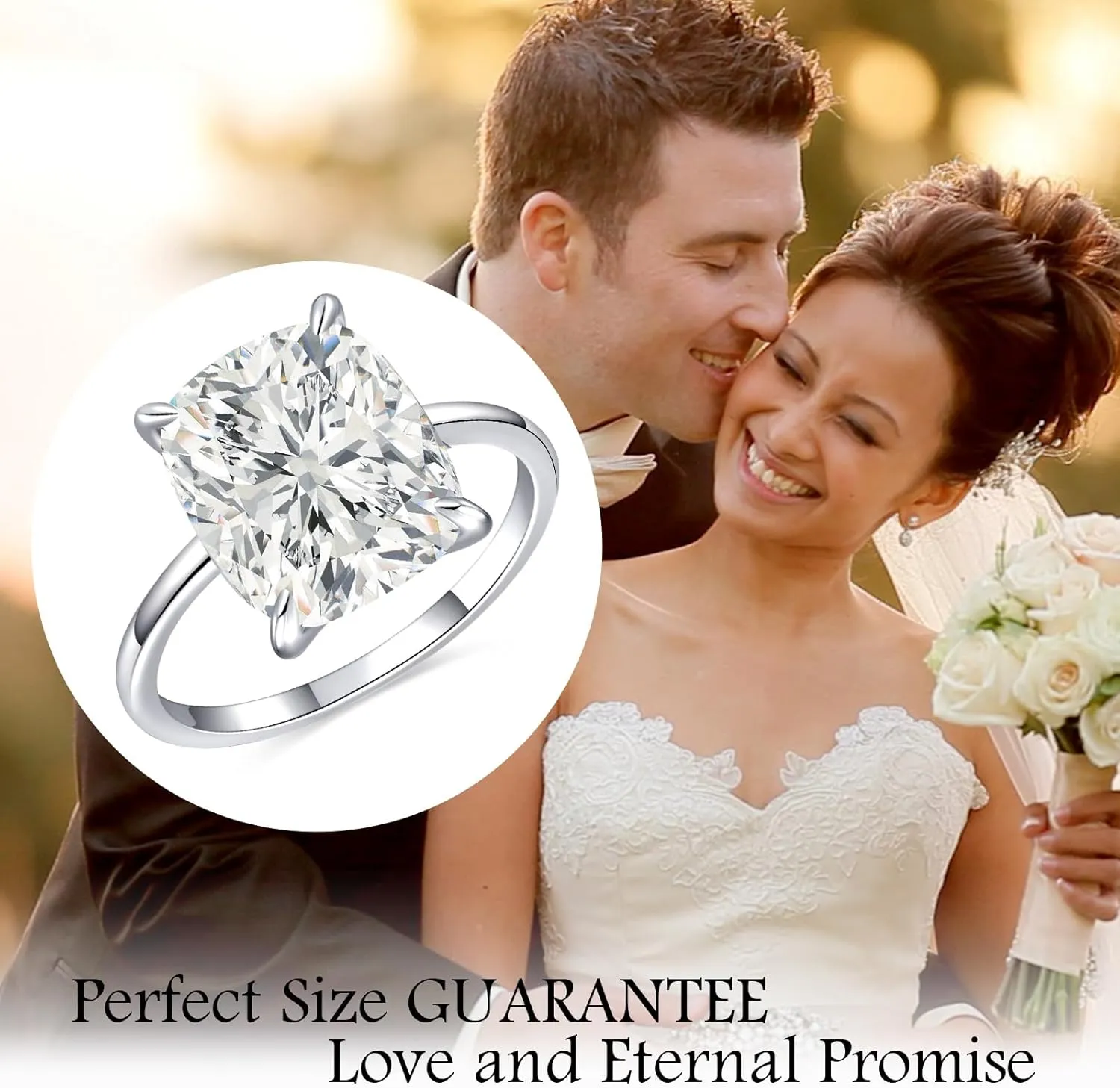 3CT/5CT Elongated Cushion Cut Engagement Ring for Women, Promise Wedding Cubic Zirconia White Gold Plated Band Size 5-9