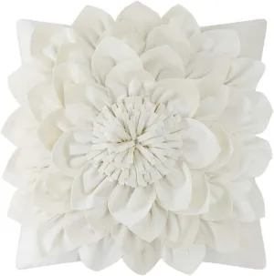 3D Flower Decorative Throw Pillow Covers Floral Pillow Shams Soft Velvet Pillowcases Home Sofa Car Bed Room Decor 18 x 18 Inches Cream White