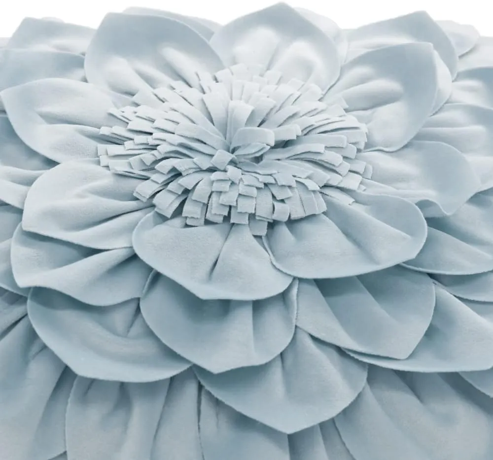 3D Flower Throw Pillow Covers Decorative Cushion Cases Soft Velvet Pillowcases Home Couch Car Bed Room Decor 18 x 18 Inch Blue