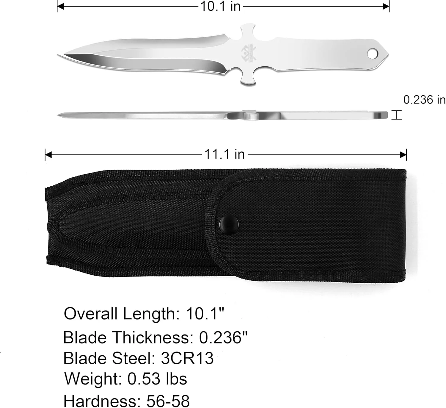 3Pack Throwing Set, 10.1" Throwing Spikes with 0.236" Thick Full Tang Design, Well-Balanced with Nylon Sheaths, Perfect for Recreation and Competition