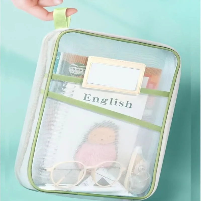 4-Pack Transparent Zippered Mesh File Bags