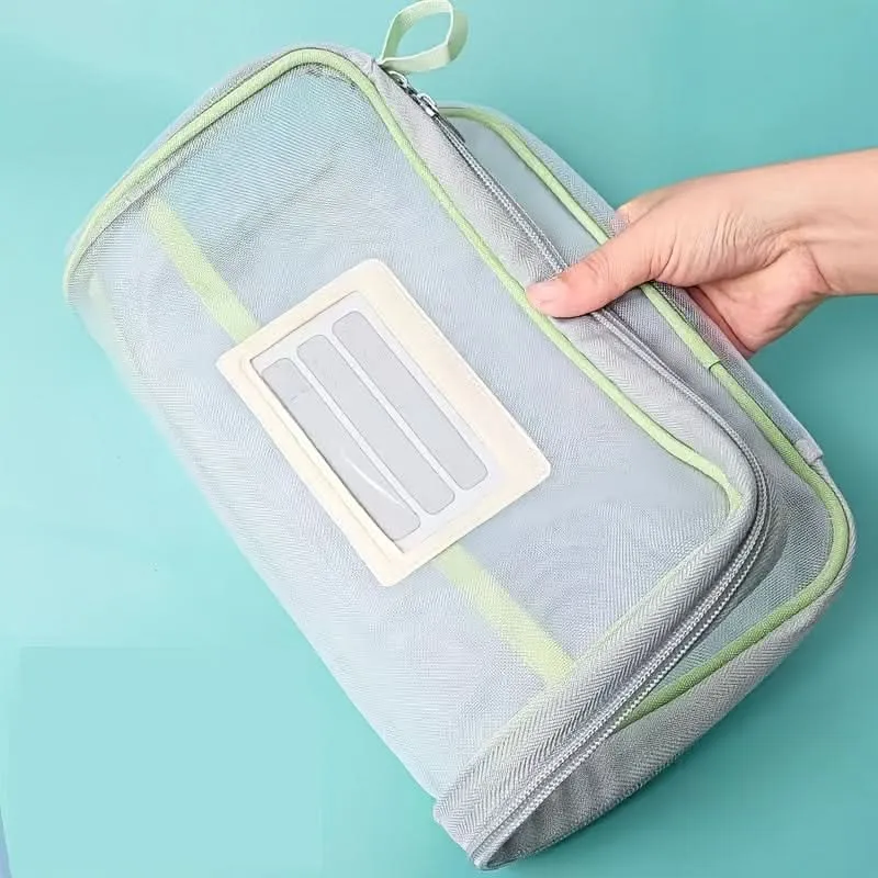 4-Pack Transparent Zippered Mesh File Bags