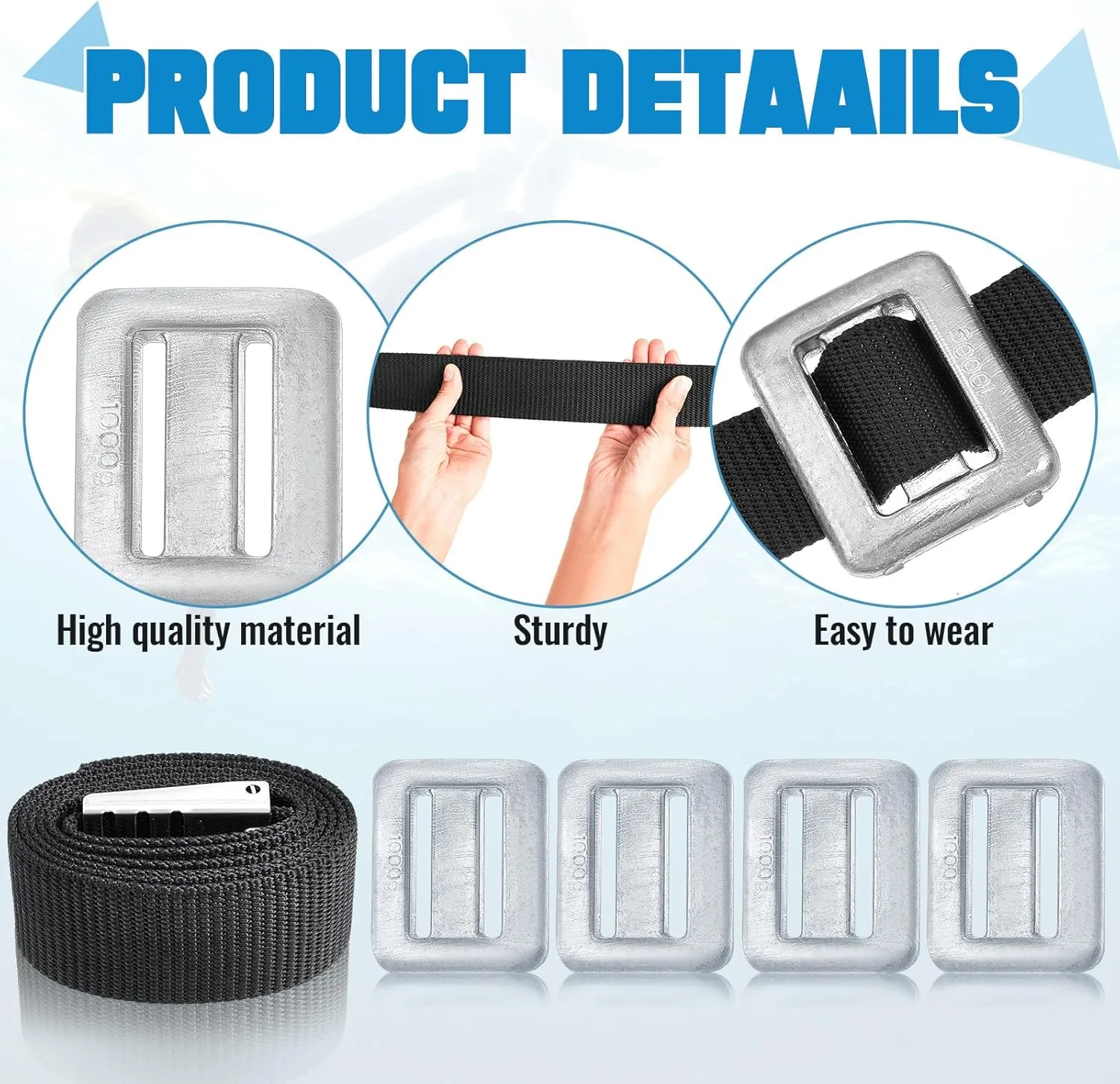 4 Pcs Dive Weights for Scuba with 1 Pcs Scuba Diving Weight Belt Set Scuba Weights Nylon Long Scuba Weight Belt with Metal Quick Release Buckle for Summer Free Diving Spearfishing
