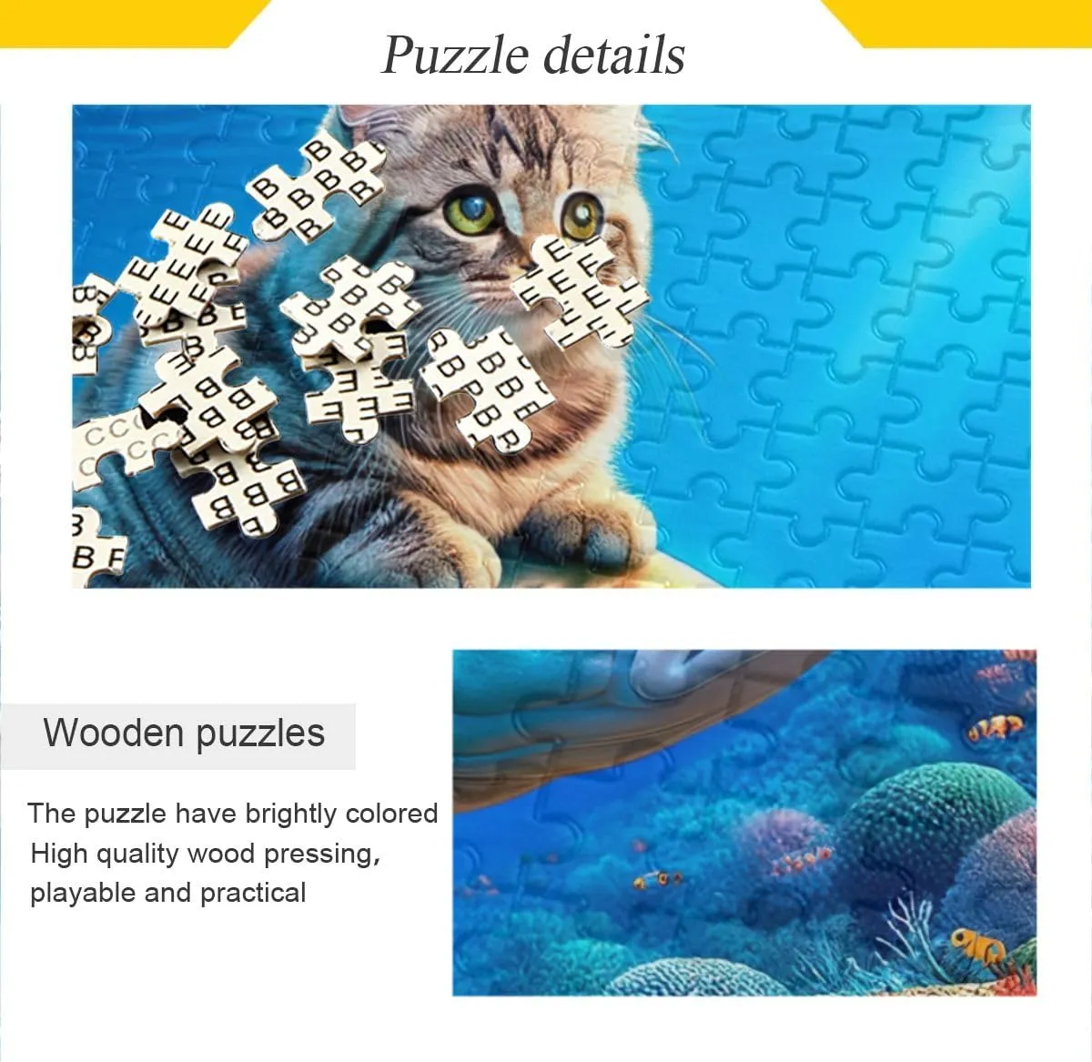 500 Piece Jigsaw Puzzle, Little Cat Riding on Fish Puzzle Challenging Puzzle Game Fun Family Activity, 20.5" L X 14.9" W
