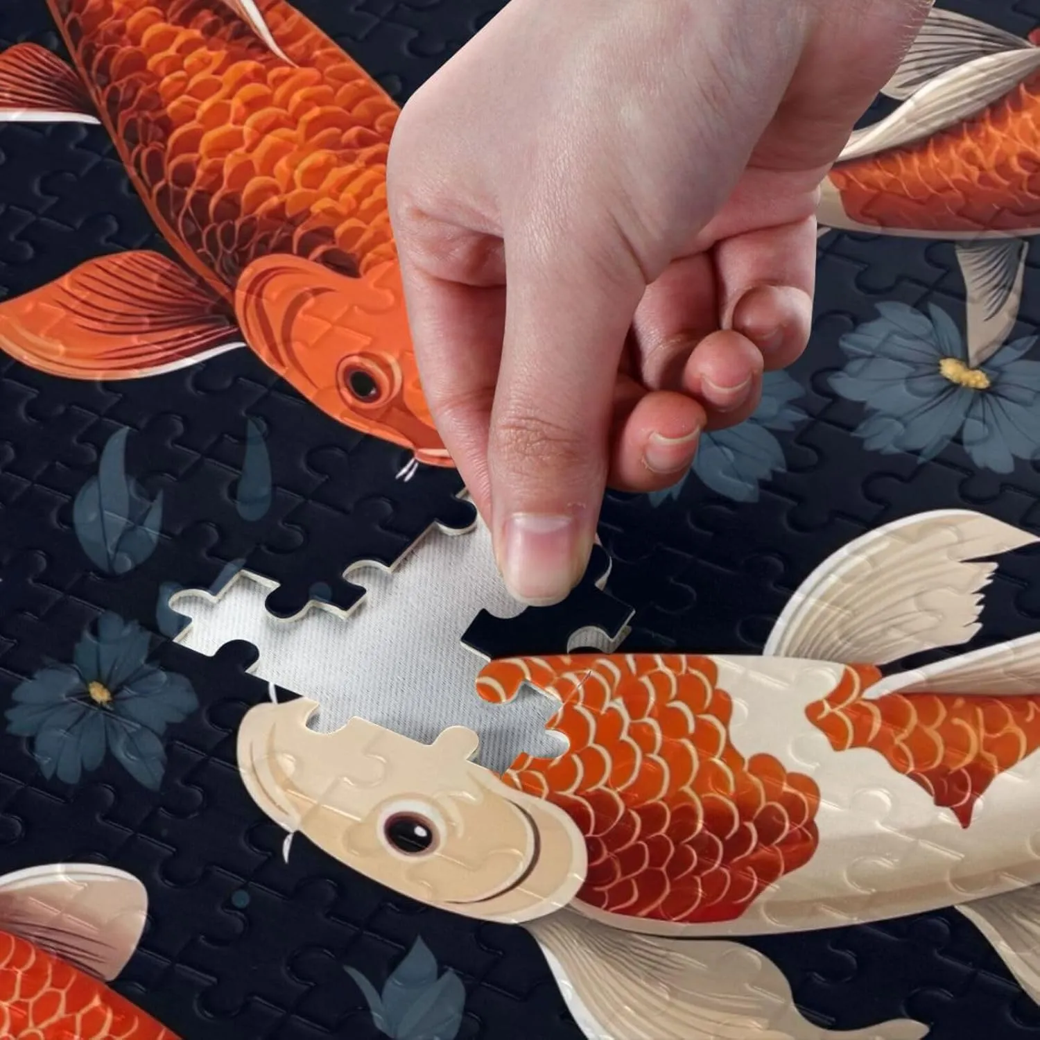 500 Piece Jigsaw Puzzles, Koi Fish Black Puzzle Challenging Puzzle Game for Adults, Families, 20.5" L X 14.9" W