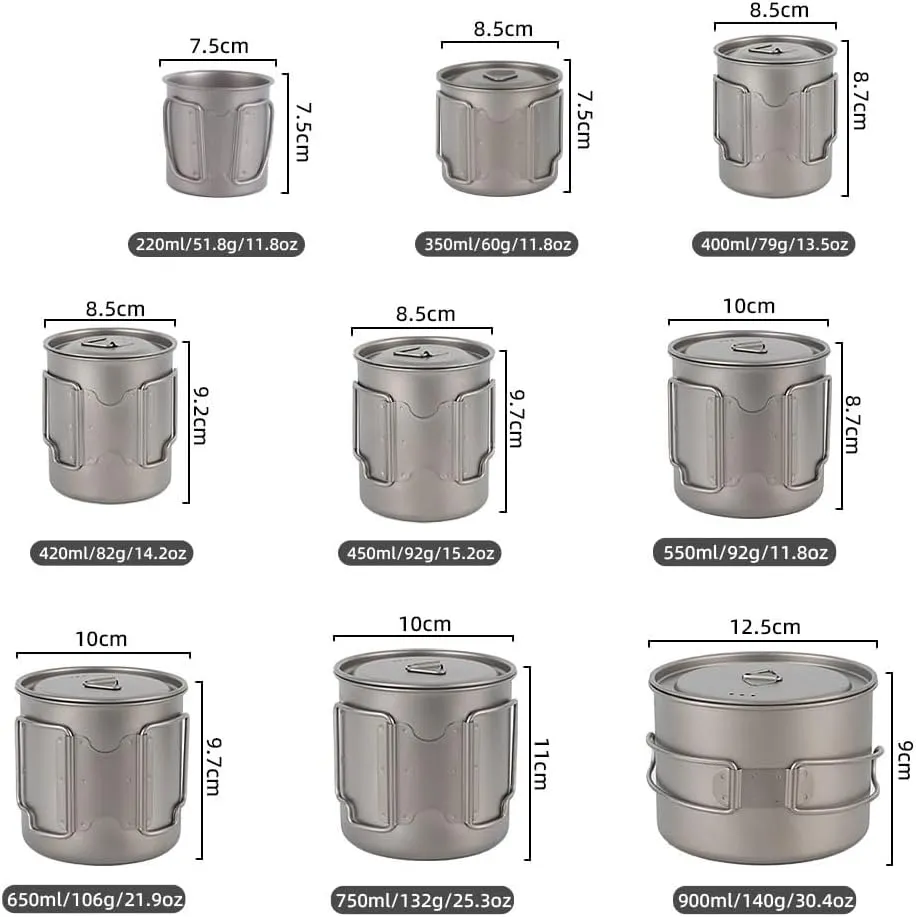 650ML Pure Titanium Cup, Portable Mug Water Cup Suitable For Outdoor Camping, Fishing, Etc.