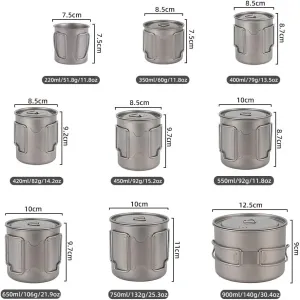 650ML Pure Titanium Cup, Portable Mug Water Cup Suitable For Outdoor Camping, Fishing, Etc.