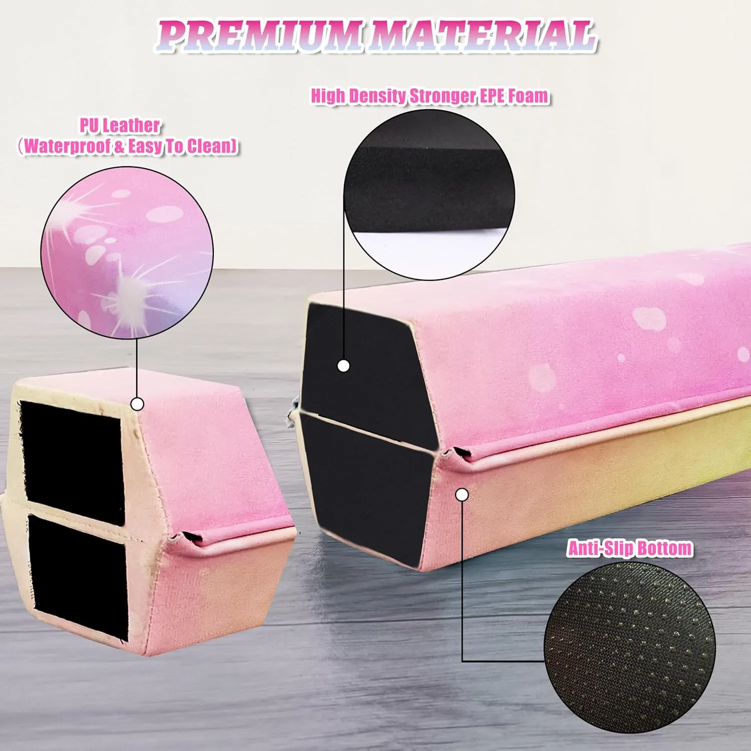 6FT/9FT Folding Balance Beam for Kids ages 3-15- Foldable Gymnastics Floor Beam,Anti-Slip ,Carrying Bag, Faux Suede Covered,EVA foam,Gymnastics Equipment for Kids Training At Home,School,Gym Center