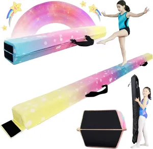 6FT/9FT Folding Balance Beam for Kids ages 3-15- Foldable Gymnastics Floor Beam,Anti-Slip ,Carrying Bag, Faux Suede Covered,EVA foam,Gymnastics Equipment for Kids Training At Home,School,Gym Center