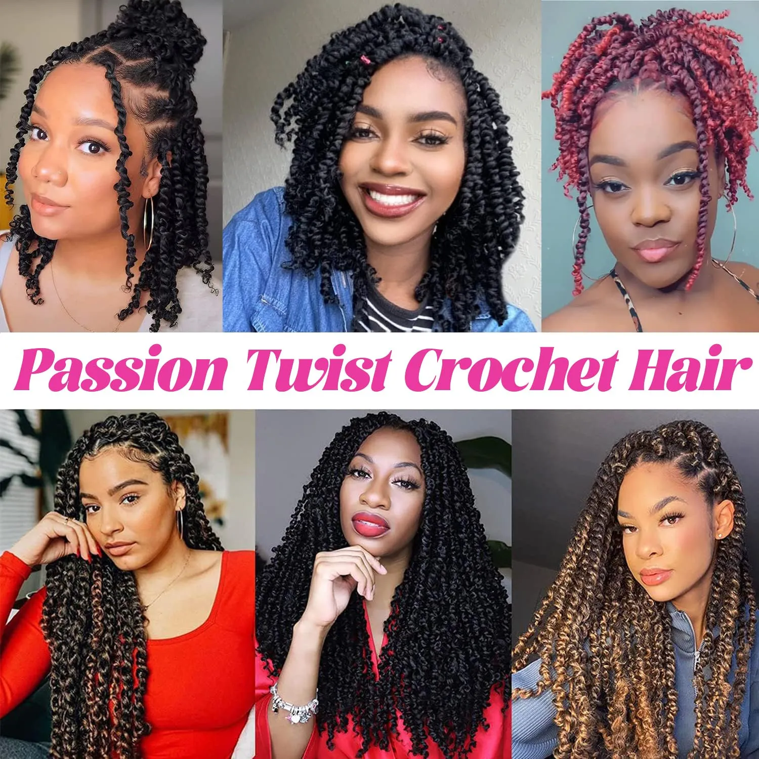 8 Packs Passion Twist Crochet Hair 20 Inch Prelooped Crochet Braids Pretwisted Spring Twist Crochet Hair for Black Women (20 Inch (Pack of 8), T30#)